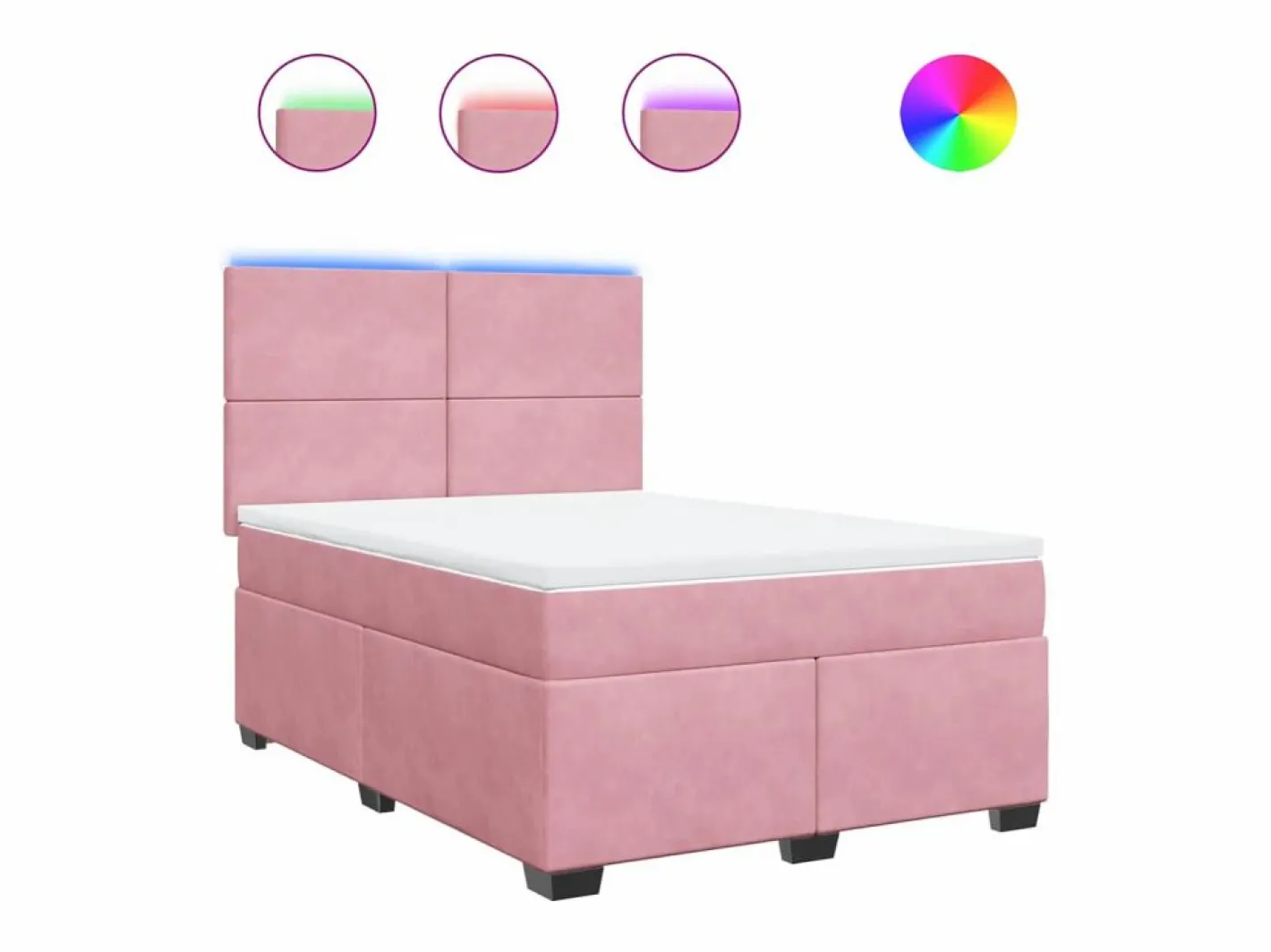 Cama box spring con colchón terciopelo 160x200 cm^Clicnbuy Sale
