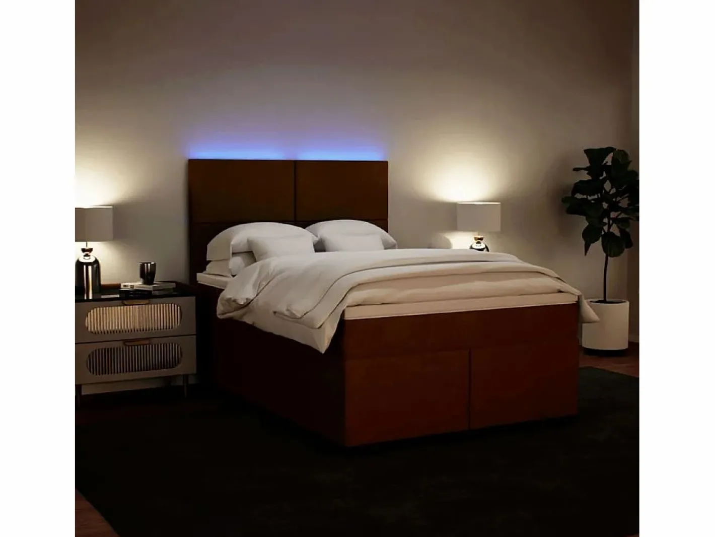 Cama box spring con colchón terciopelo 160x200 cm^Clicnbuy Sale