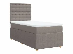 Clicnbuy Somier - 90X190Cm|Cama box spring con colchón tela gris taupe 90x190 cm