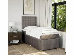 Clicnbuy Somier - 90X190Cm|Cama box spring con colchón tela gris taupe 90x190 cm
