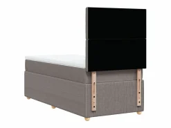Clicnbuy Somier - 90X190Cm|Cama box spring con colchón tela gris taupe 90x190 cm