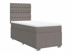 Clicnbuy Cama box spring con colchón tela gris taupe 90x190 cm Topo Discount