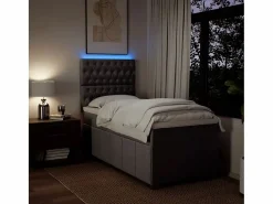 Clicnbuy Cama box spring con colchón tela gris taupe 90x190 cm Topo Discount