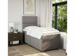 Clicnbuy Cama box spring con colchón tela gris taupe 90x190 cm Topo Discount