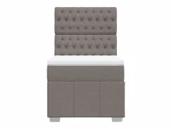 Clicnbuy Cama box spring con colchón tela gris taupe 90x190 cm Topo Discount