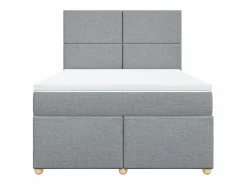 Clicnbuy Somier - 160X200Cm|Cama box spring con colchón tela claro 160x200 cm