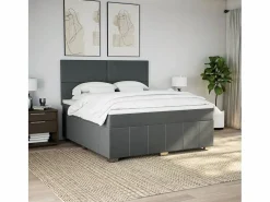 Clicnbuy Cama box spring con colchón tela oscuro 180x200 cm Gris Discount
