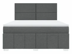 Clicnbuy Cama box spring con colchón tela oscuro 180x200 cm Gris Discount