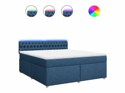 Clicnbuy Cama box spring con colchón tela 180x200 cm Azul Sale