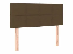 Cama box spring con colchón LED tela marrón oscuro 90x190 cm^Clicnbuy Online