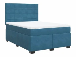 Clicnbuy Cama box spring con colchón terciopelo 160x200 cm Azul Sale