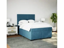 Clicnbuy Cama box spring con colchón terciopelo 160x200 cm Azul Sale