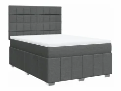 Clicnbuy Cama box spring con colchón tela oscuro 160x200 cm Gris Best