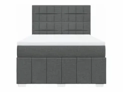 Clicnbuy Cama box spring con colchón tela oscuro 160x200 cm Gris Best
