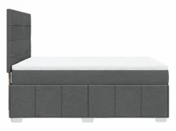 Clicnbuy Cama box spring con colchón tela oscuro 160x200 cm Gris Best
