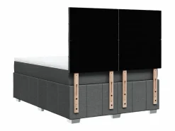 Clicnbuy Cama box spring con colchón tela oscuro 160x200 cm Gris Best