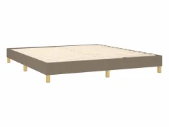 Cama box spring con colchón LED tela gris taupe 180x200 cm^Clicnbuy