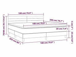 Cama box spring con colchón LED tela gris taupe 180x200 cm^Clicnbuy