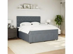 Cama box spring con colchón terciopelo oscuro 180x200 cm^Clicnbuy Online