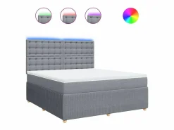 Clicnbuy Cama box spring con colchón tela claro 180x200 cm Gris New