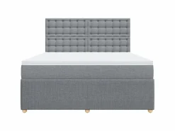 Clicnbuy Cama box spring con colchón tela claro 180x200 cm Gris New