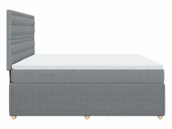 Clicnbuy Cama box spring con colchón tela claro 180x200 cm Gris New