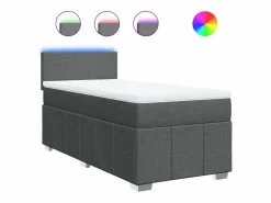Clicnbuy Cama box spring con colchón tela oscuro 90x190 cm Gris Hot