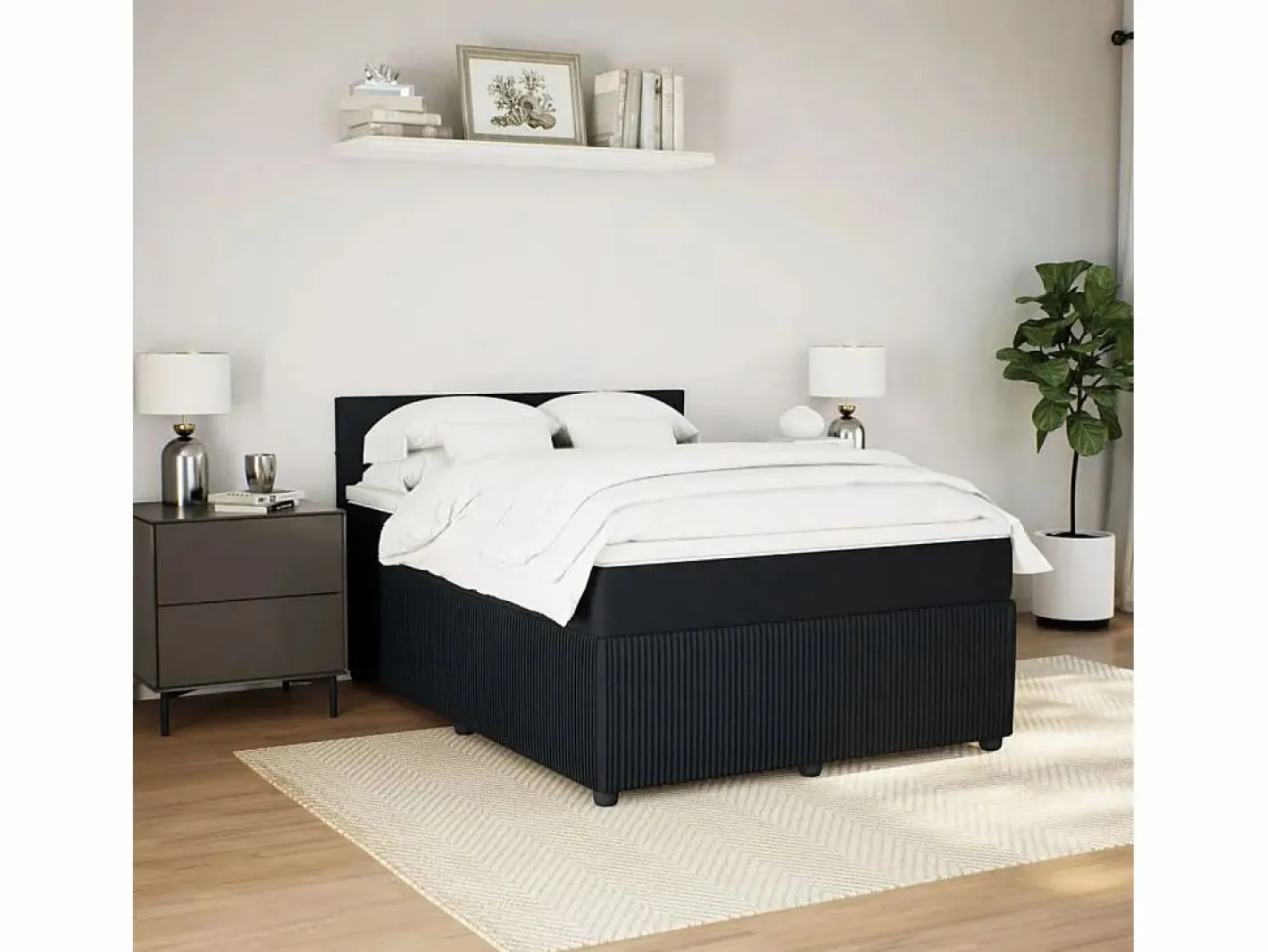 Cama box spring con colchón terciopelo 140x190 cm^Clicnbuy Online