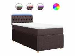 Cama box spring con colchón tela marrón oscuro 90x190 cm^Clicnbuy Online