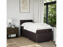 Cama box spring con colchón tela marrón oscuro 90x190 cm^Clicnbuy Online