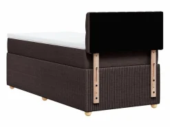 Cama box spring con colchón tela marrón oscuro 90x190 cm^Clicnbuy Online