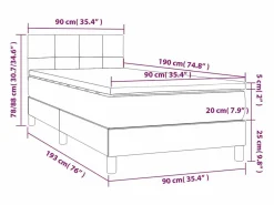 Cama box spring con colchón LED tela gris taupe 90x190 cm^Clicnbuy Online
