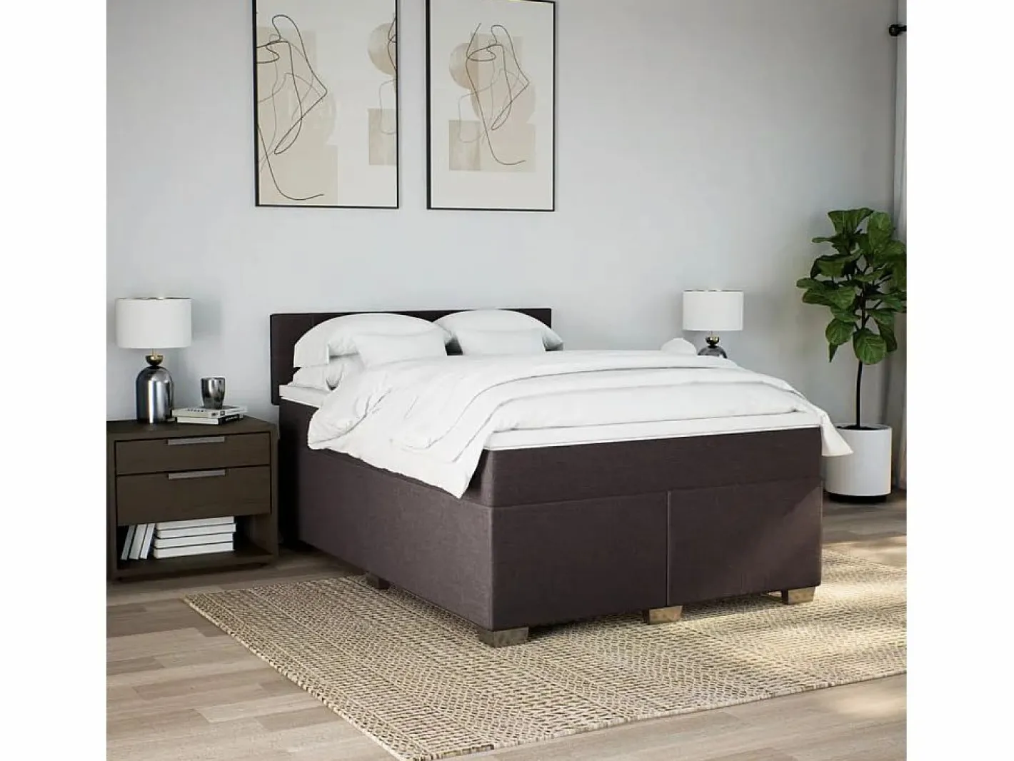 Clicnbuy Base De Cama De Láminas|Cama box spring con colchón tela marrón oscuro 160x200 cm