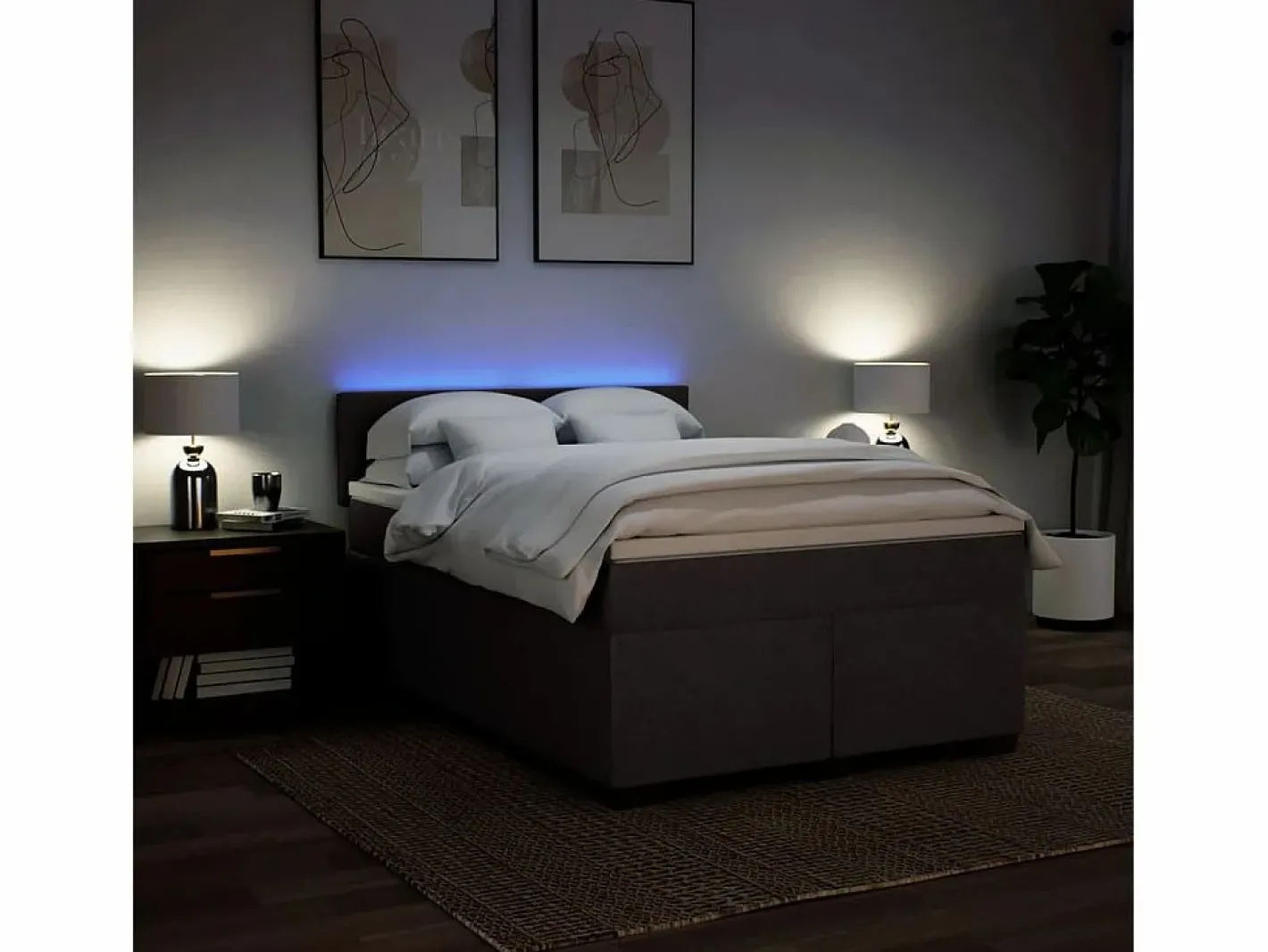 Clicnbuy Base De Cama De Láminas|Cama box spring con colchón tela marrón oscuro 160x200 cm