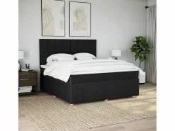 Clicnbuy Cama box spring con colchón tela 180x200 cm Negro Clearance