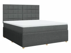 Clicnbuy Cama box spring con colchón tela oscuro 180x200 cm Gris New