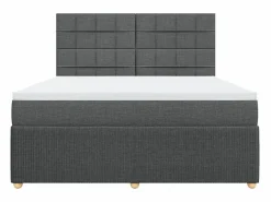 Clicnbuy Cama box spring con colchón tela oscuro 180x200 cm Gris New