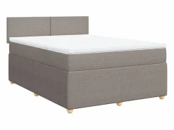Clicnbuy Cama box spring con colchón tela gris taupe 140x200 cm Topo Discount