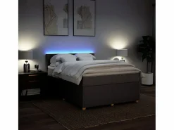 Clicnbuy Cama box spring con colchón tela gris taupe 140x200 cm Topo Discount