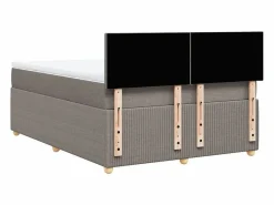 Clicnbuy Cama box spring con colchón tela gris taupe 140x200 cm Topo Discount