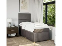 Clicnbuy Somier - 90X190Cm|Cama box spring con colchón tela gris taupe 90x190 cm