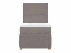 Clicnbuy Somier - 90X190Cm|Cama box spring con colchón tela gris taupe 90x190 cm