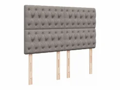 Cama box spring con colchón tela gris taupe 140x190 cm^Clicnbuy Discount