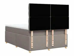 Cama box spring con colchón tela gris taupe 140x190 cm^Clicnbuy Discount
