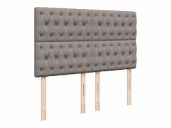 Cama box spring con colchón tela gris taupe 140x190 cm^Clicnbuy Discount