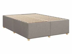 Cama box spring con colchón tela gris taupe 140x190 cm^Clicnbuy Discount
