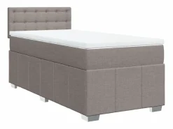 Clicnbuy Somier - 90X190Cm|Cama box spring con colchón tela gris taupe 90x190 cm