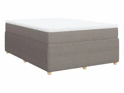 Clicnbuy Cama box spring con colchón tela gris taupe 140x200 cm Topo Best