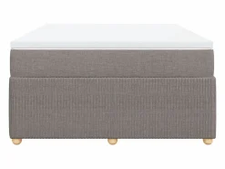 Clicnbuy Cama box spring con colchón tela gris taupe 140x200 cm Topo Best