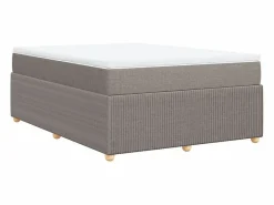 Clicnbuy Cama box spring con colchón tela gris taupe 140x200 cm Topo Best